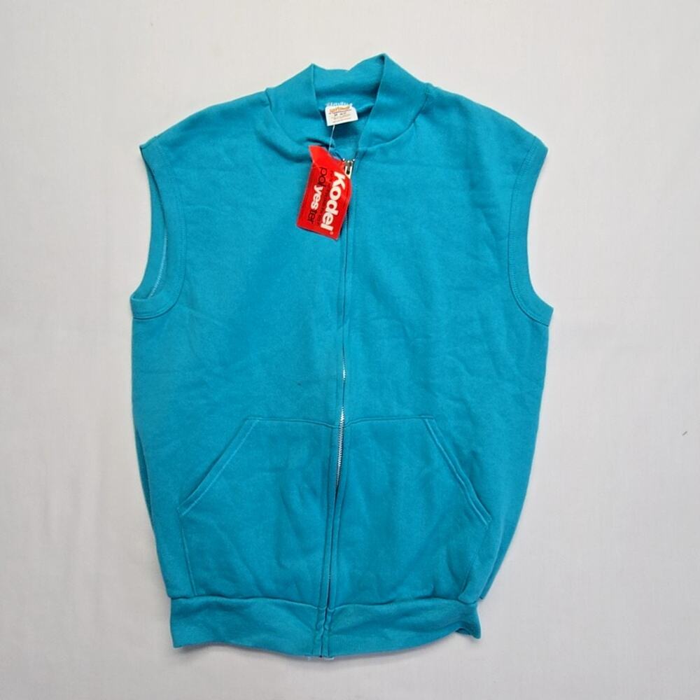 Vintage Sportswear Zip Vest Kodel Polyester Blue Sleeveless  Medium Sweatshirt